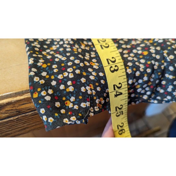 LOFT Petites Grey Popover Polka Dot Button Blouse Top Shirt Bell Sleeves Sz MP - Picture 8 of 8